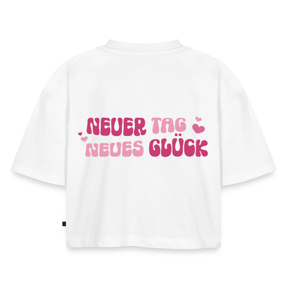 Neuer Tag - Oversized Cropped T-Shirt - white