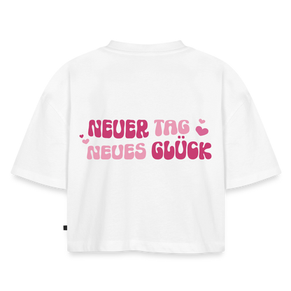 Neuer Tag - Oversized Cropped T-Shirt - white