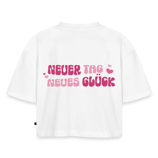 Neuer Tag - Oversized Cropped T-Shirt - white