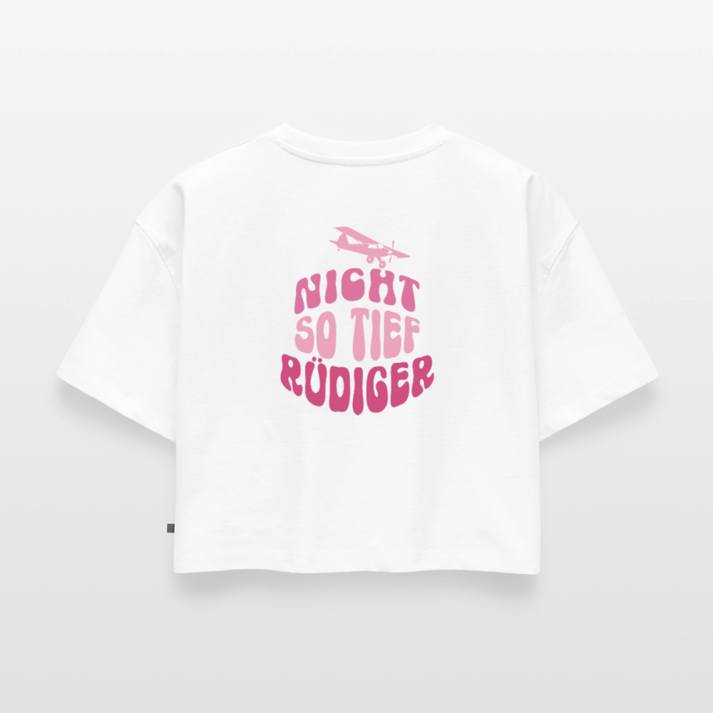 Nicht so tief -  Oversized Cropped T-Shirt - white