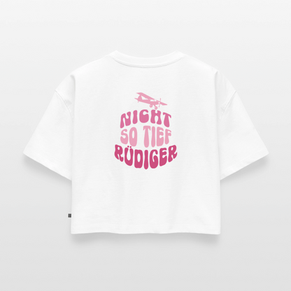 Nicht so tief -  Oversized Cropped T-Shirt - white