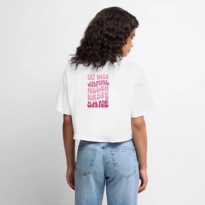 Aller erste Sané - Oversized Cropped T-Shirt - white