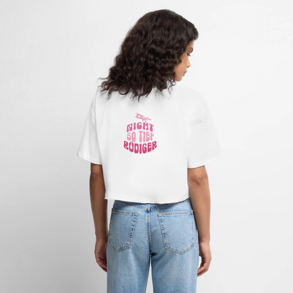 Nicht so tief -  Oversized Cropped T-Shirt - white
