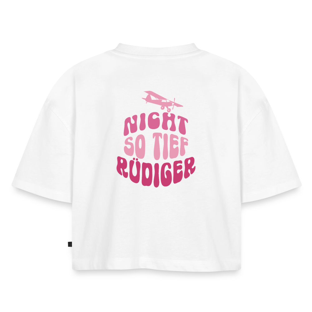 Nicht so tief -  Oversized Cropped T-Shirt - white