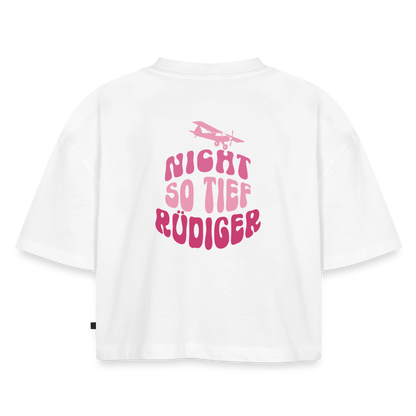 Nicht so tief -  Oversized Cropped T-Shirt - white