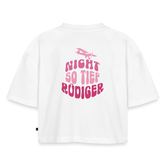 Nicht so tief -  Oversized Cropped T-Shirt - white