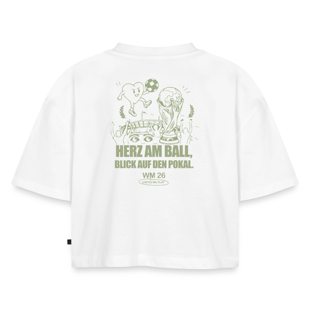 Herz am Ball - Oversized Cropped T-Shirt - white