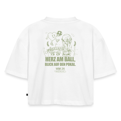 Herz am Ball - Oversized Cropped T-Shirt - white