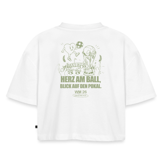 Herz am Ball - Oversized Cropped T-Shirt - white