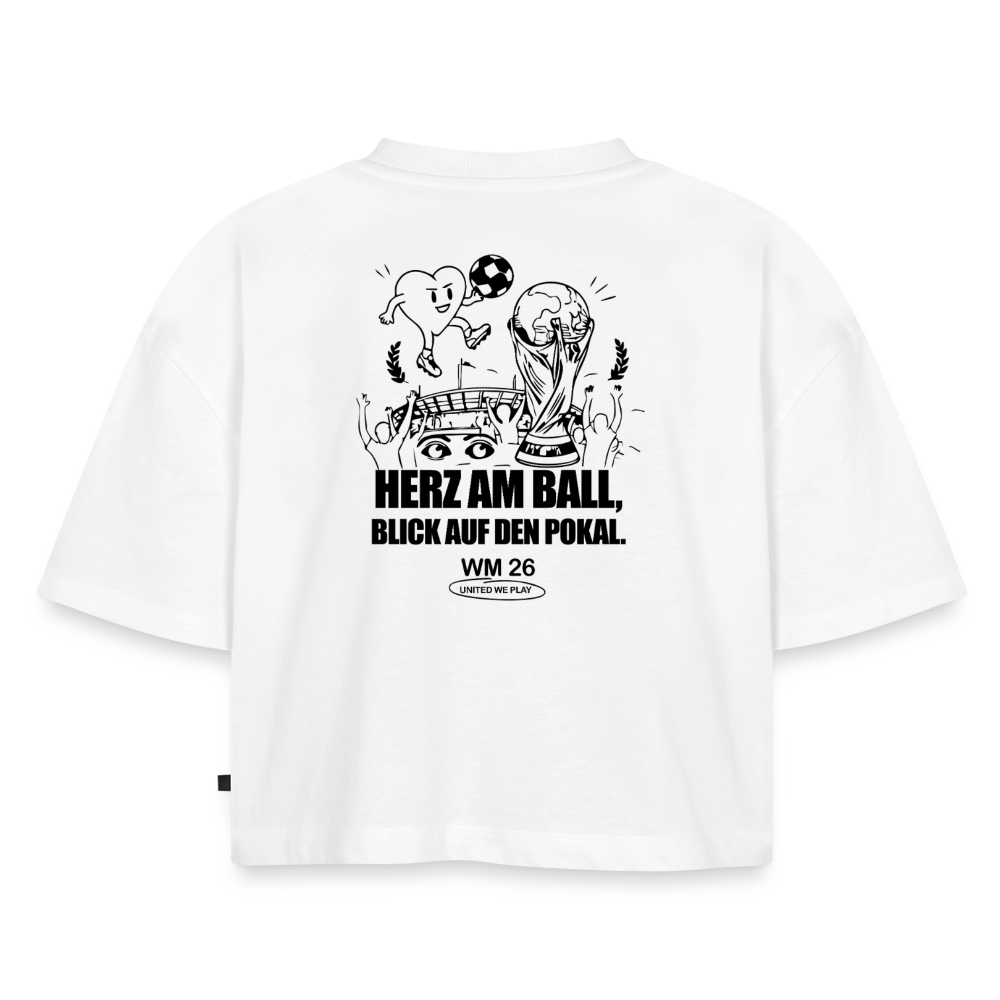 Herz am Ball - Oversized Cropped T-Shirt - white