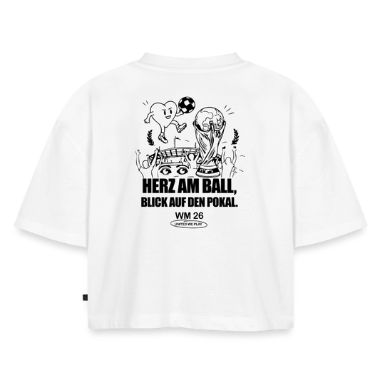 Herz am Ball - Oversized Cropped T-Shirt - white