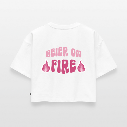 Beier on Fire - Oversized Cropped T-Shirt - white