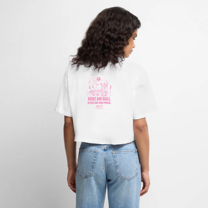 herz am Ball - Oversized Cropped T-Shirt - white