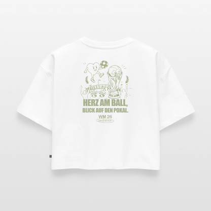 Herz am Ball - Oversized Cropped T-Shirt - white