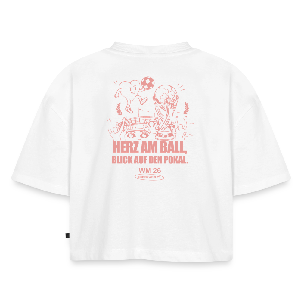 Herz am Ball - Oversized Cropped T-Shirt - white