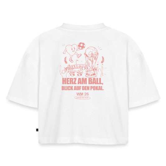 Herz am Ball - Oversized Cropped T-Shirt - white