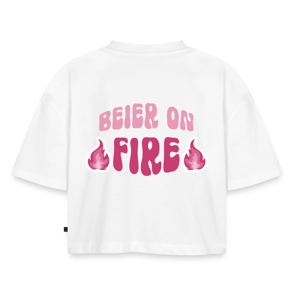 Beier on Fire - Oversized Cropped T-Shirt - white
