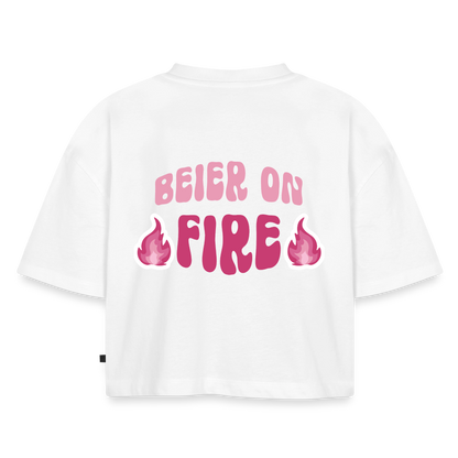 Beier on Fire - Oversized Cropped T-Shirt - white