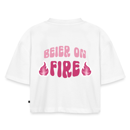 Beier on Fire - Oversized Cropped T-Shirt - white