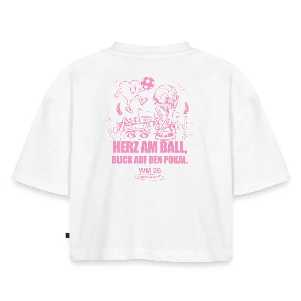 herz am Ball - Oversized Cropped T-Shirt - white
