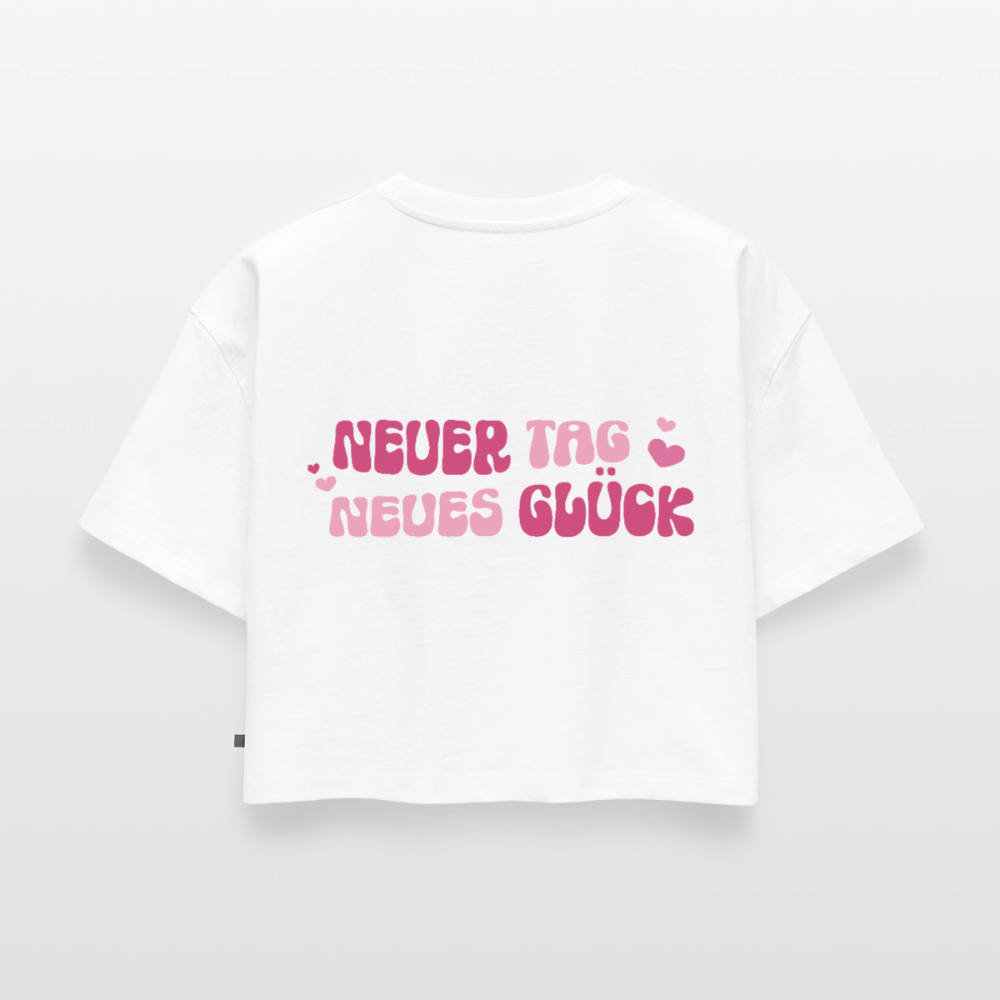 Neuer Tag - Oversized Cropped T-Shirt - white