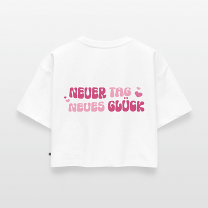 Neuer Tag - Oversized Cropped T-Shirt - white
