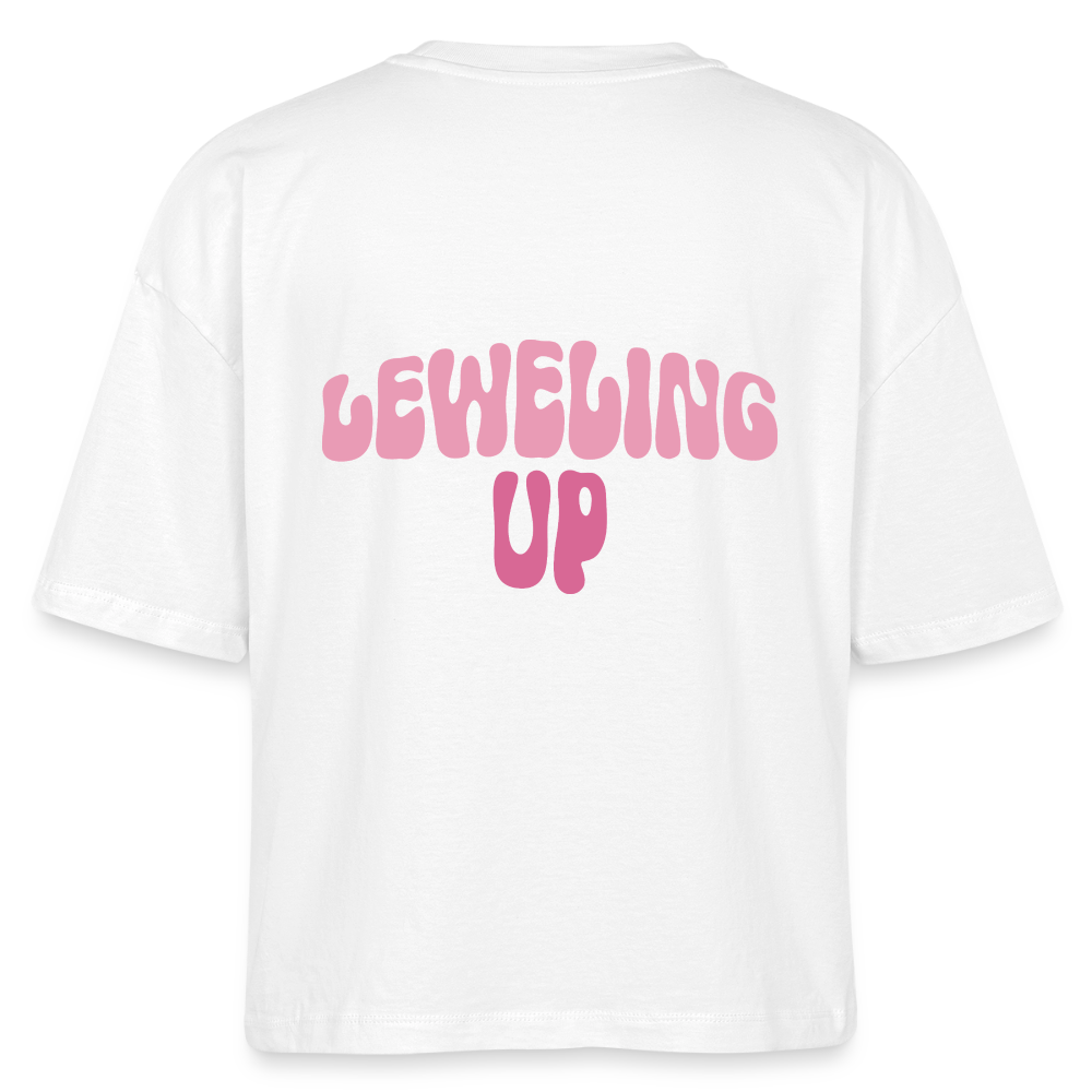 Leweling up - Boxy T-Shirt - white